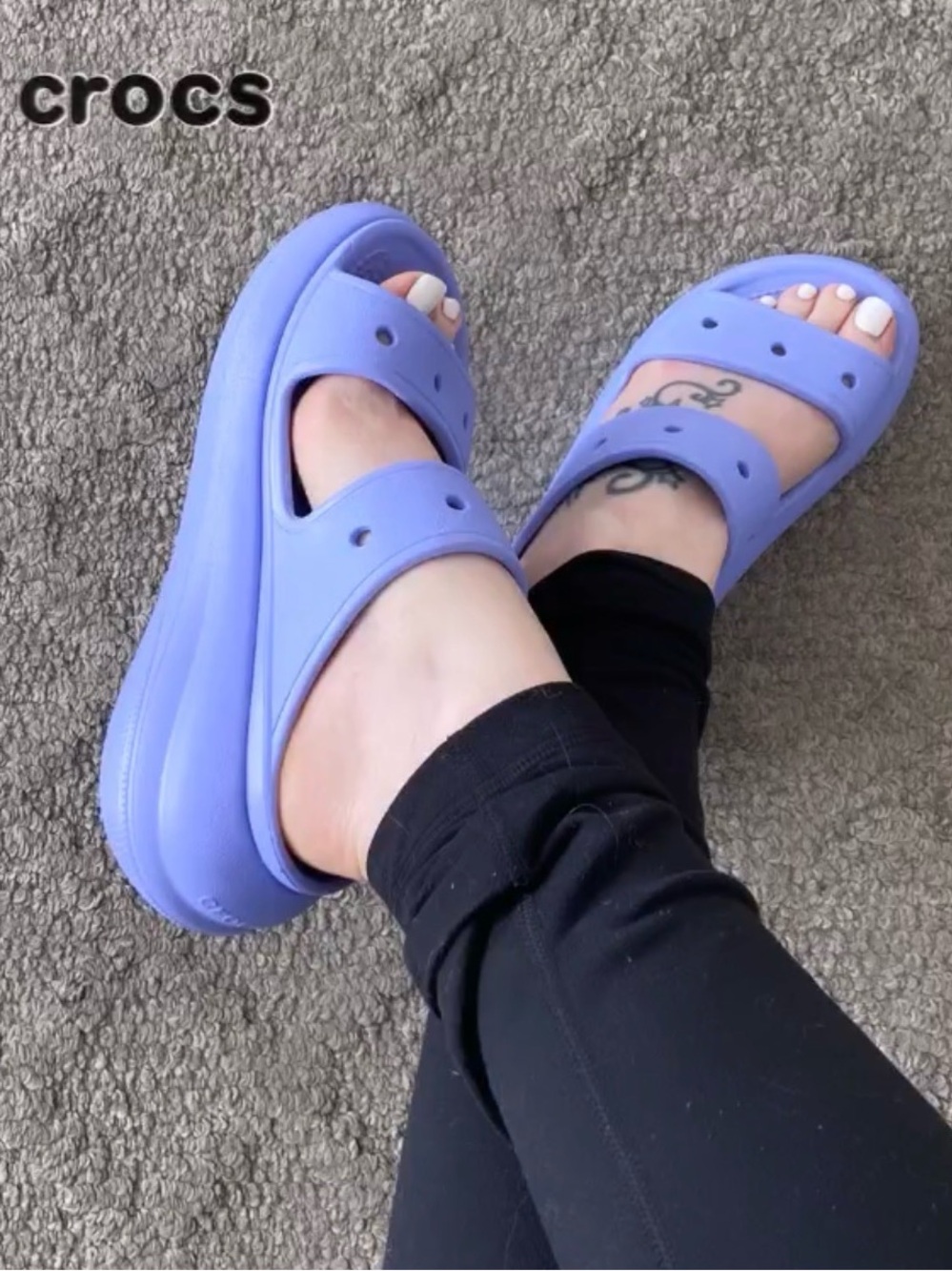 CROCS Women's Classic Crush Platform Sandal - Moon Jelly